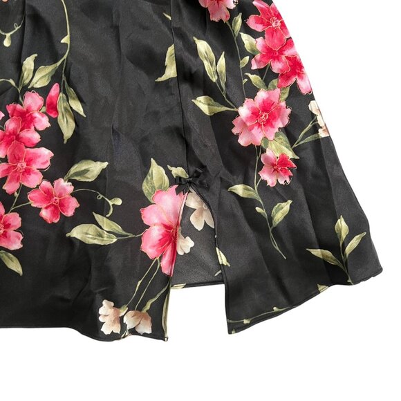 Bay Studio Sleepwear Floral Lace Trim Bow Satin Mini Slip Dress Black S Coquette - Picture 7 of 13